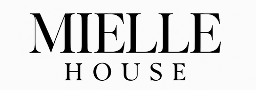 Black text 'MIELLE HOUSE' on a white background